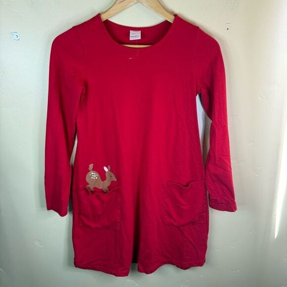NWOT Hanna Andersson Girls Red Pullover Pocket Dress‎ Decal Size 150CM or US 12 - Picture 1 of 5